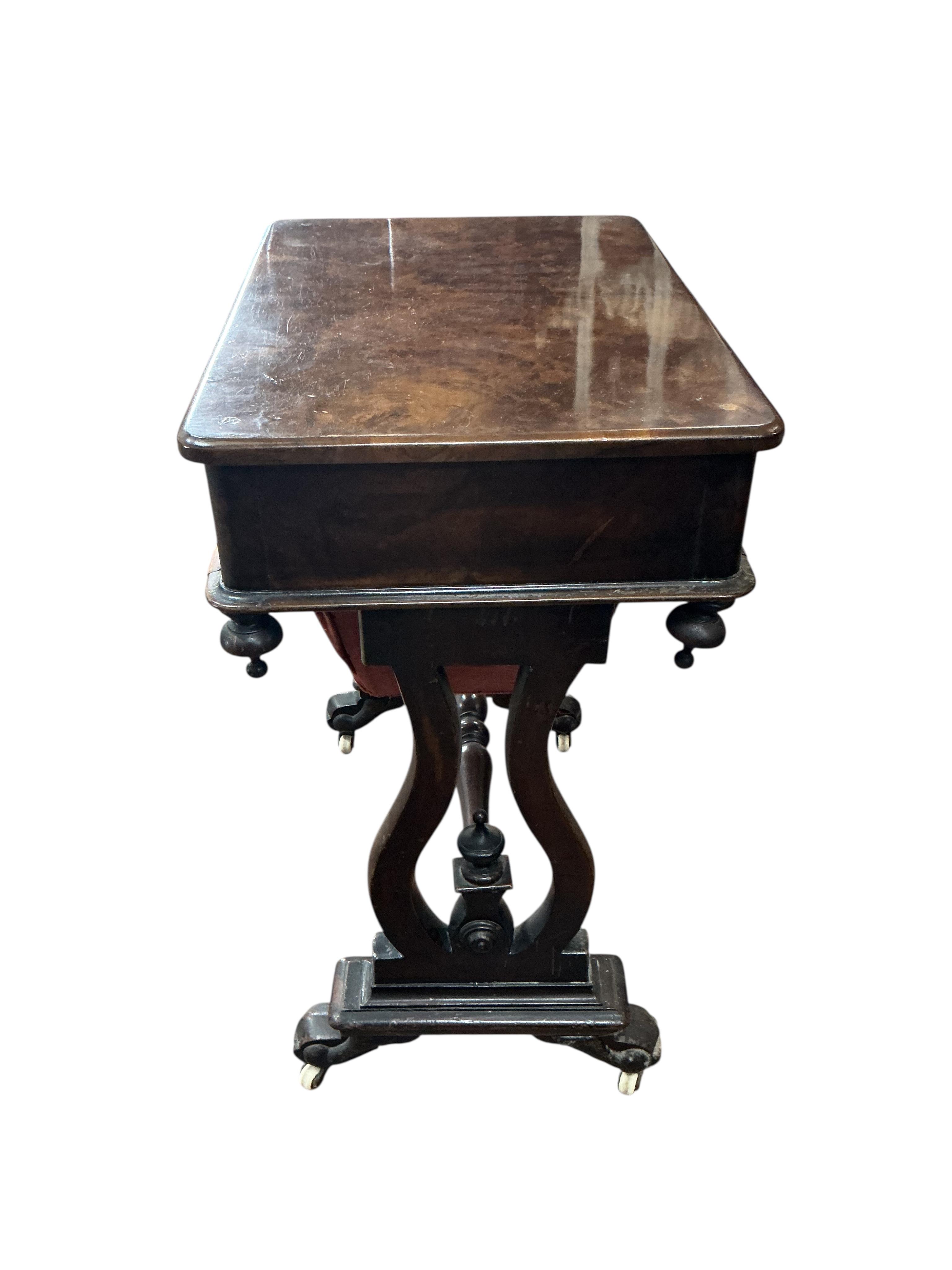 A Victorian walnut work table, width 57cm, depth 39cm, height 71cm
